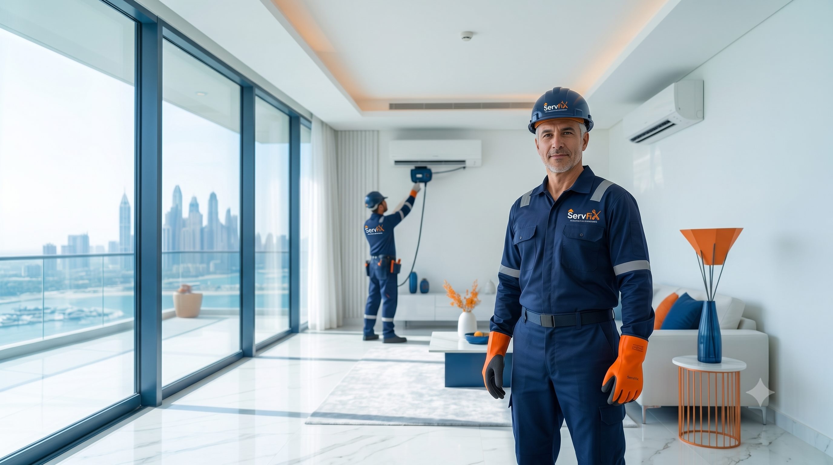 ServFix technical team ready for maintenance work in Dubai