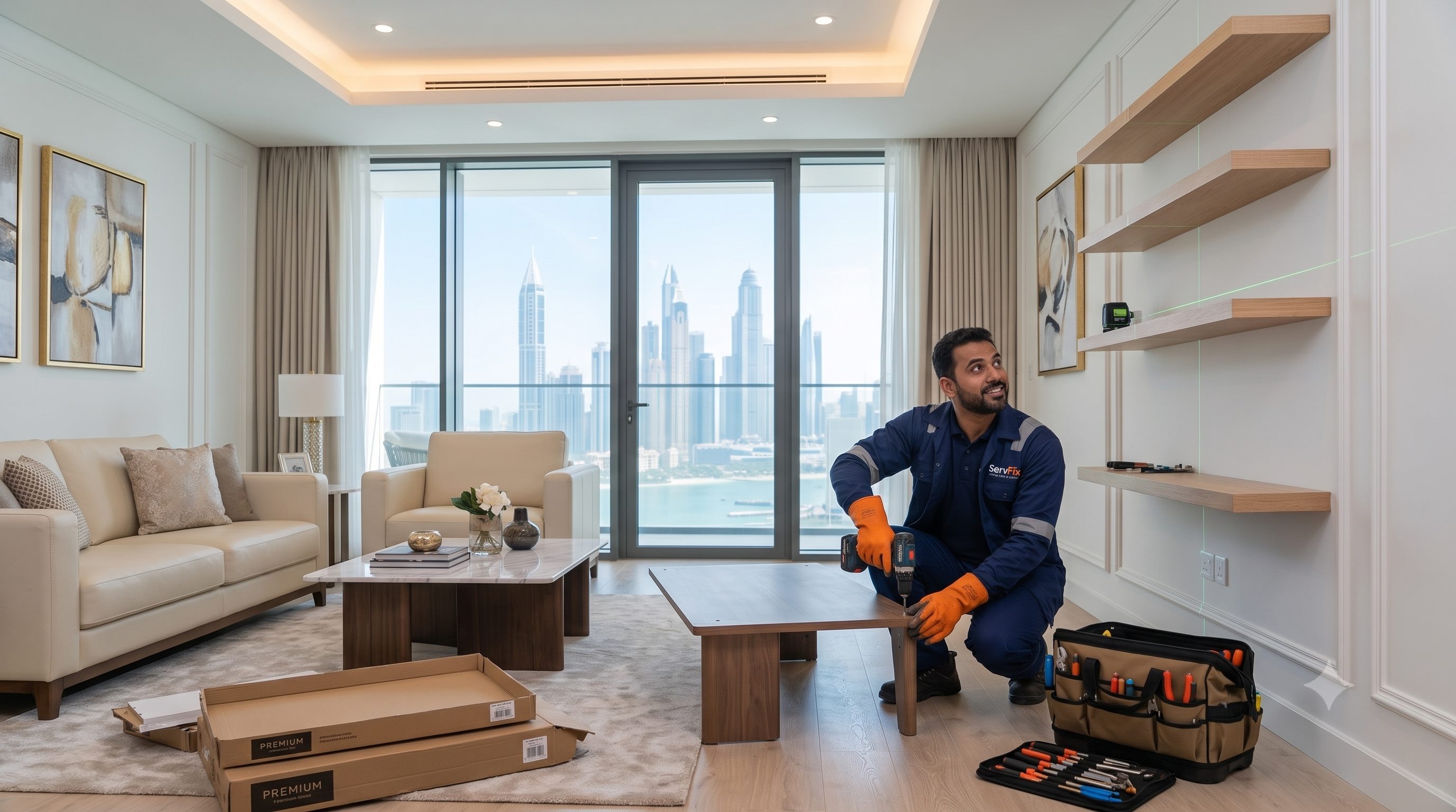 ServFix handyman completing home maintenance work in Dubai